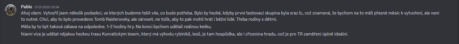 první příspěvek na discordu